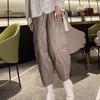 Women Cotton Pants Elastic Waist Wide Leg Lightweight Trousers with Pockets Solid Color Thin Down Cotton Pants