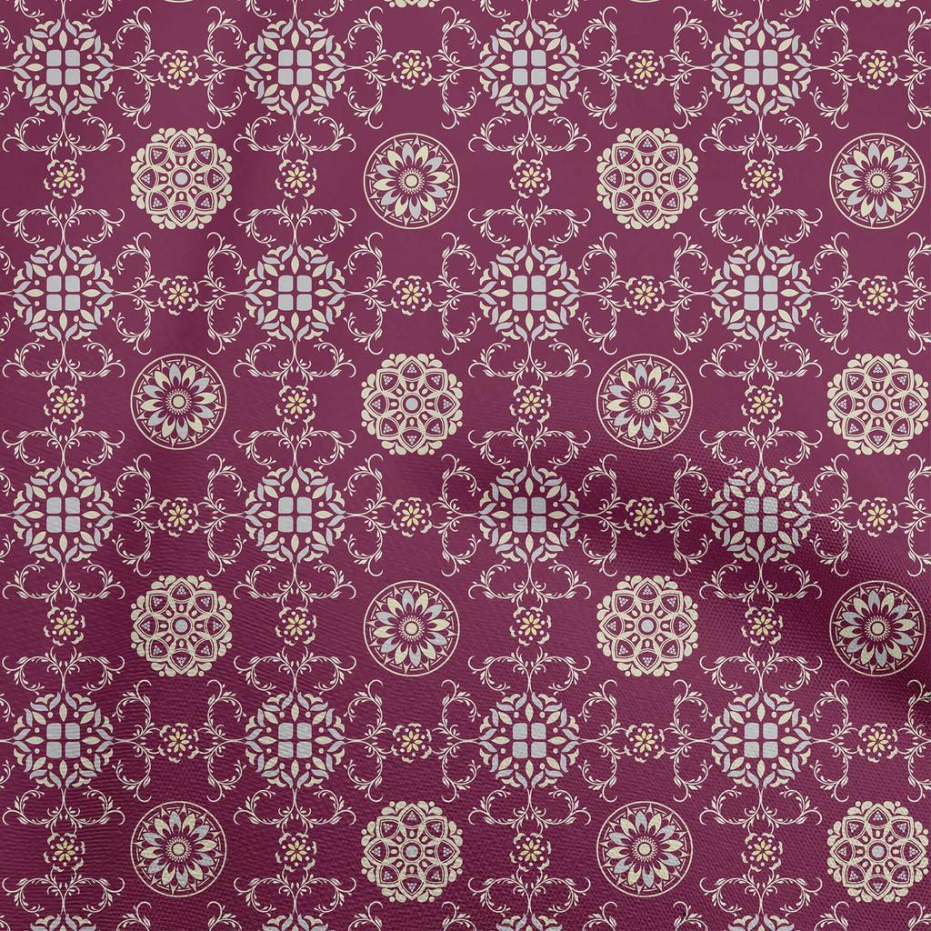 oneOone Cotton Flex Blue Fabric Asian Suzani  Sewing Material Print Fabric By The Yard 40 Inch