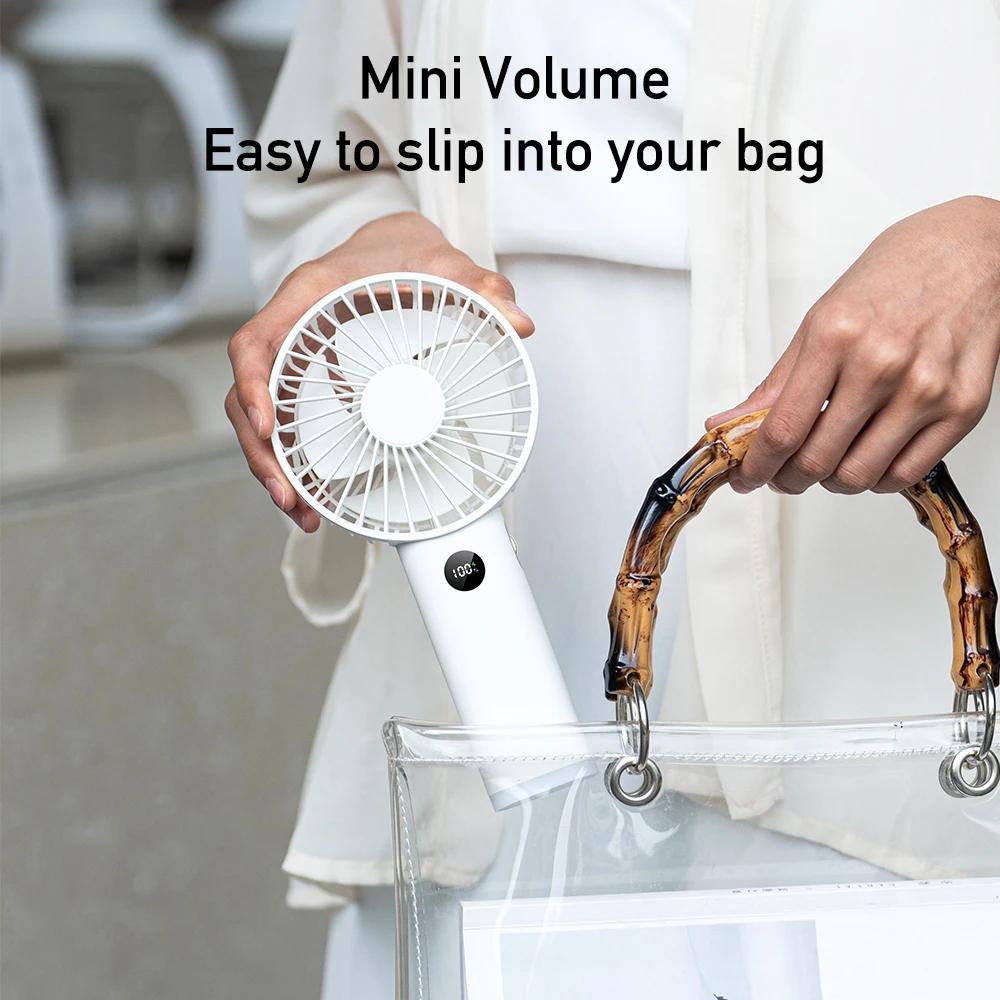 Ручной вентилятор Портативный Мини USB Ручной вентилятор 3600 мАч Перезаряжаемый Бесступенчатая регулировка скорости Дисплей Ночник