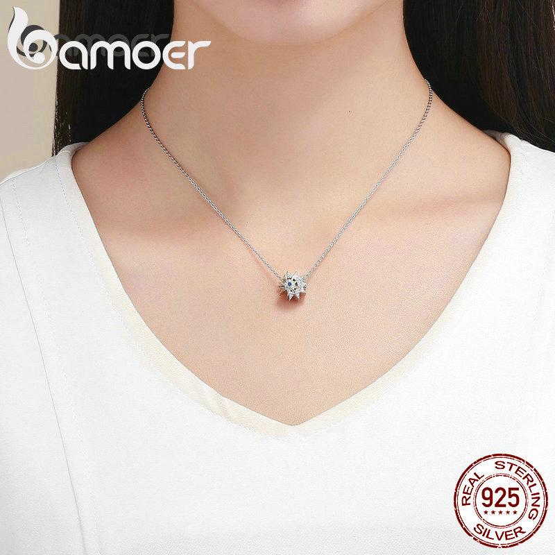 BAMOER Натуральное серебро 925 пробы Солнце встречает луну Светящиеся бусины с фианитом Подвески подходят для женских браслетов