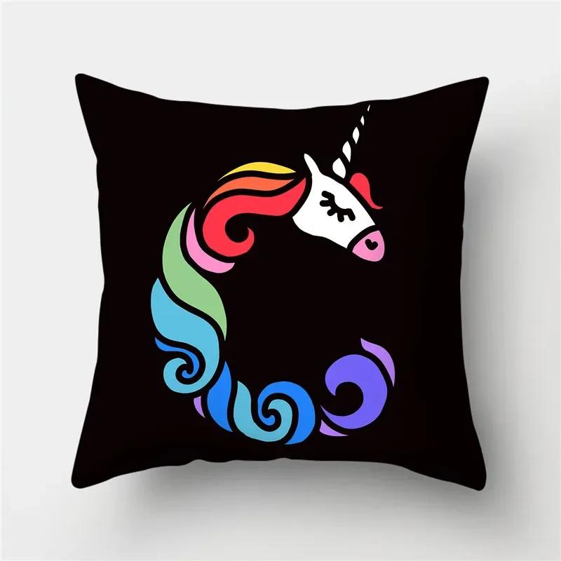 Буквы Единорог Наволочка Полиэстер Принт Наволочка Диван Декор Подушка Дом