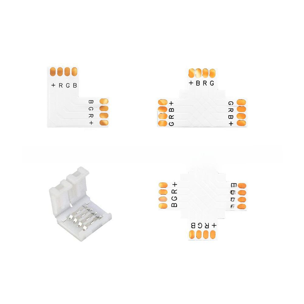 4-контактный 10-миллиметровый RGB светодиодный светодиодный светильник с защелкивающимся соединителем без пайки, крестообразный адаптер для печатной платы