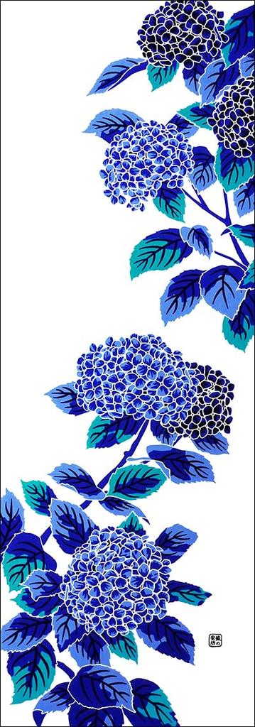 Anbo Dyeing Hand Towel "Dye-Tsuke Iroe Hydrangea White" Authentic Dyed Cotton 100% Tokuoka Made In Japan 35cm X 100cm