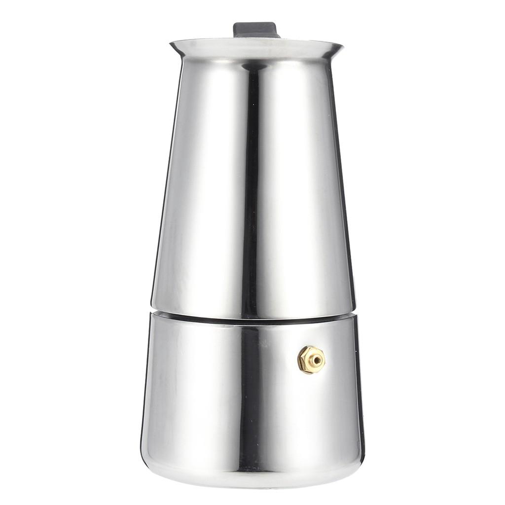 New Portable Espresso Coffee Maker Moka Pot Silver Stainless Steel Electric Stove Filter Coffee Brewer Kettle Pot