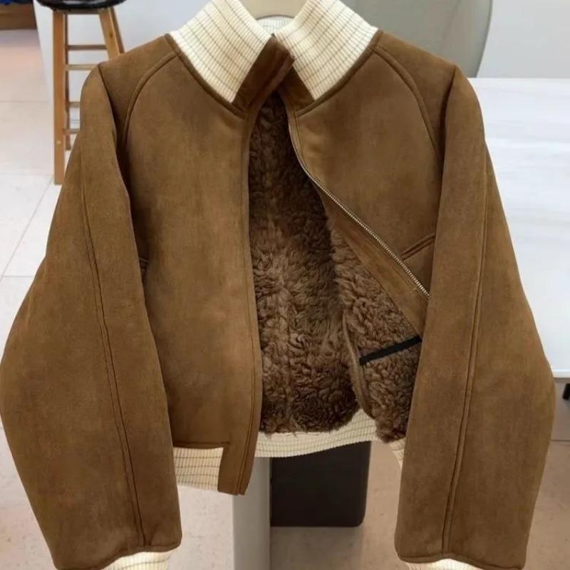 Женское пальто Зимняя хлопковая куртка Утолщенный вельвет из овечьей шерсти Короткое свободное повседневное пальто Топ