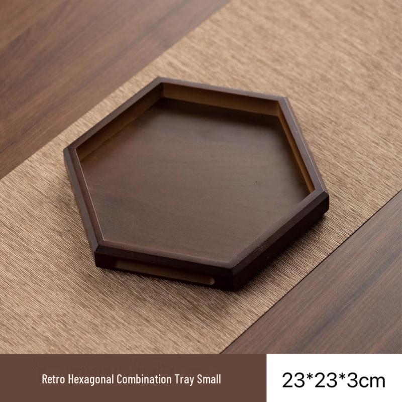 Kemeiruite Chinese Style Hexagonal Wooden Serving Tray