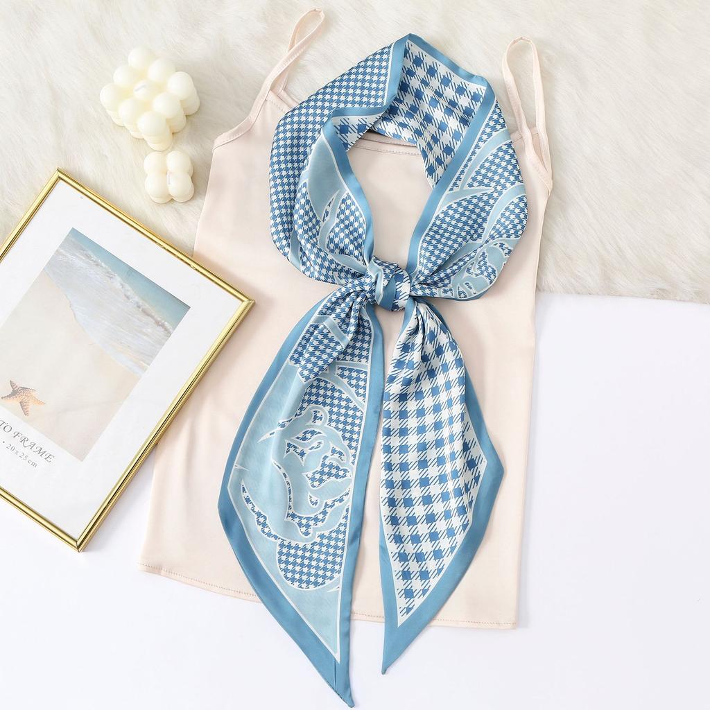 New Simulation Silk Long Scarf Fashionable Versatile Suit Double-Layer Scarf Decorative Bag Wrapped With Professional Scarf For Women