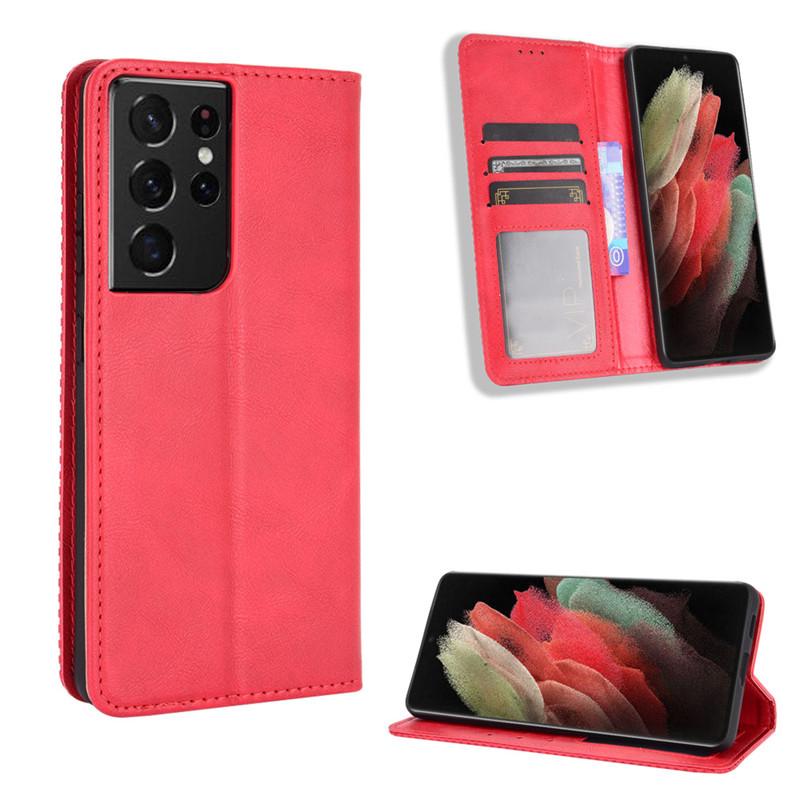 Compatible Leather Flip Case for Samsung Galaxy S23 Ultra, S22, S24, S25 Plus with Magnetic Closure