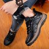 Men's Casual Leather Shoes Non-slip Soft Sole Leather Sneakers Sports Shoes Cushioning Wear-resistant Outdoor Hiking Shoes