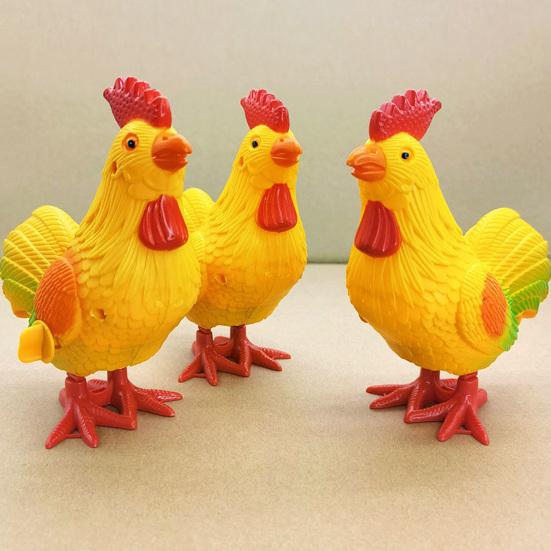 Animal Clockwork Toy Lovely Interesting Jumping Poultry Model Ornament Interactive Toy Plastic Easter Cartoon Rooster Duck Wind-Up Toy Kid