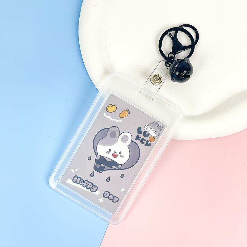 Милый прозрачный чехол для карты на шнурке, чехол для студенческой карты на автобусе, чехол для мультяшной рабочей карты, держатель для кредитной карты, держатель удостоверения личности с веревкой