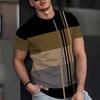 Summer Round Neck Color - Block Striped 3D Print Top Fashionable Casual Short Sleeved Men's T-shirts