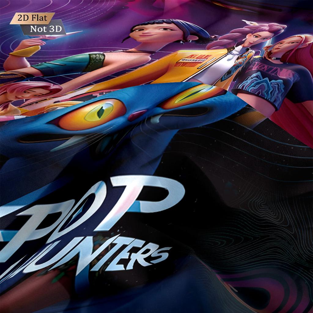 3pcs K-Pop Demon Hunters Print Coreless Bedding Set Multi Sized Bedding Dormitory Duvet Cover, Soft Decoration, Machine Washable