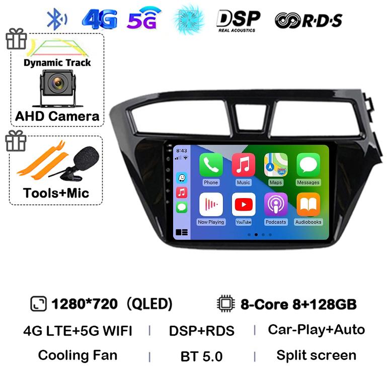 Android 14 Carplay Auto WIFI+4G Для Hyundai I20 RHD 2015 2016 2017 2018 Автомагнитола Мультимедийный плеер Стерео Головное устройство 2din Аудио