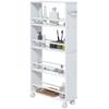 Multifunctional Shelf with Casters, Narrow Design, 4 Compartments, 45x15x91 cm, White