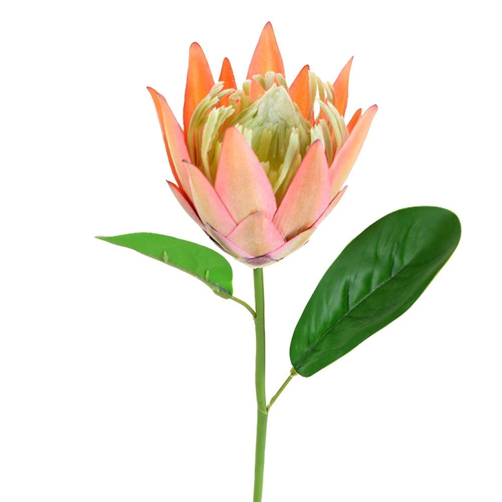 Fake Flower Decoration Soft Fake King Protea Artificial Thistle Flower Flocking Simulation Flower For Bouquet Decoration Home