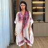 Summer Beach Poncho Printed Sunscreen Cover-up Open Loose Quick Dry Swimsuit Mid Beachwear Cardigan Irregular Length Bikini Shawl