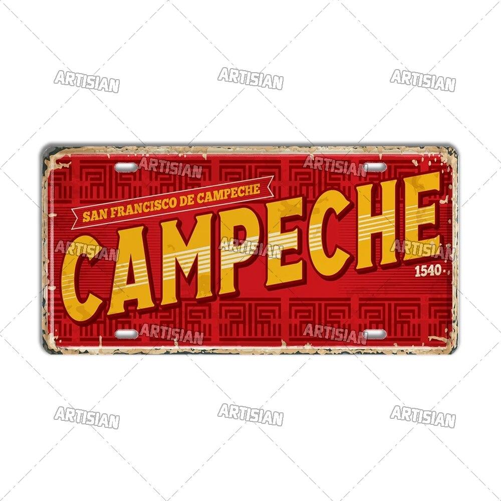MEXICO License Plate Landmark Metal Tin Plaque City Metal Sign Wall Decor Garage Bar Pub Club Hotel Cafe Kitchen Home