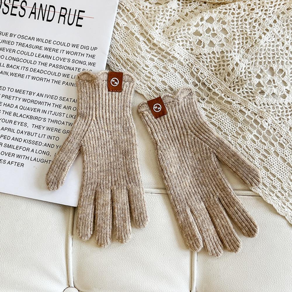Lace Cashmere Open Finger Warm Gloves  Electric Bike Gloves  Autumn and Winter
