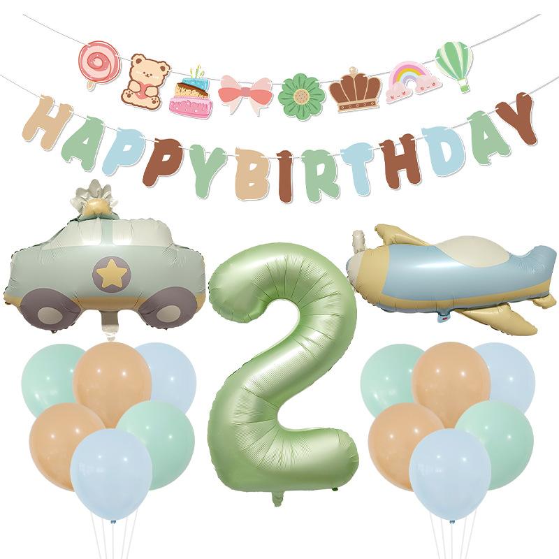 40 дюймов Оливково-зеленый Цифровой Автомобиль Самолет Алюминиевая Фольга Воздушный Шар День Рождения Вечеринка Воздушный Шар Медведь Флаг Набор Украшение