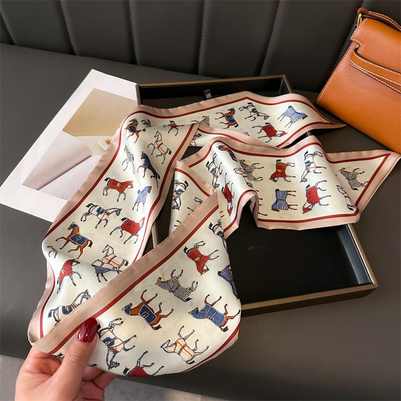 New Animal Leopard Scarf Skinny Ribbon Hairbands Women Neck Kerchief Foulard Soft Hair Bands Scarves Bag Handle Ribbon