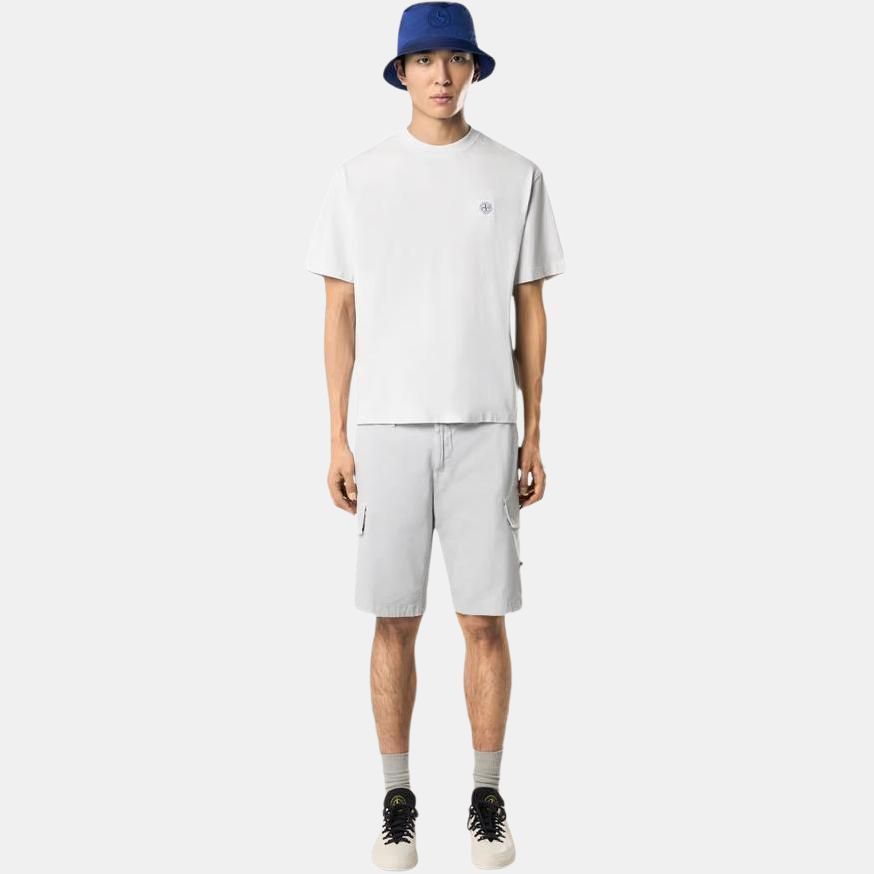 STONE ISLAND Мужская футболка с коротким рукавом и круглым вырезом с нашивкой Белый K1S152100034S0115-V0041