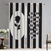 Шторы от комаров для камеры, черно-белые цветочные перегородки, занавески для домашнего интерьера, 2 шт., украшения на Хэллоуин
