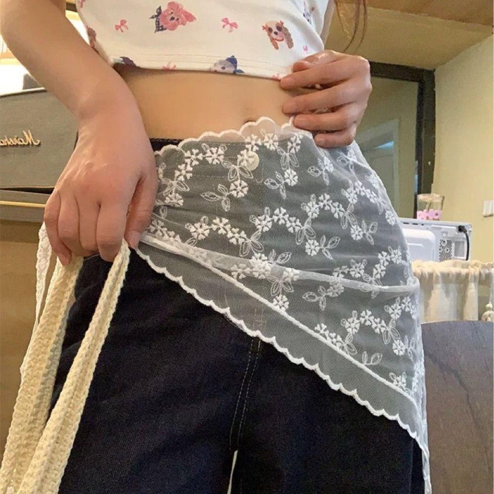 Trendy Lace Half Skirt Y2K Korean Spring Headscarf Lace Trim Apron Skirt Accessories