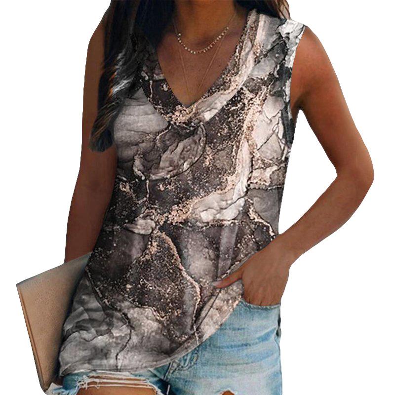 Summer New Gradient 3D Print Tank Top Women Fashion Casual V-Neck Sleeveless Camisoles Off Shoulder Vest Y2k Tops Woman Clothing