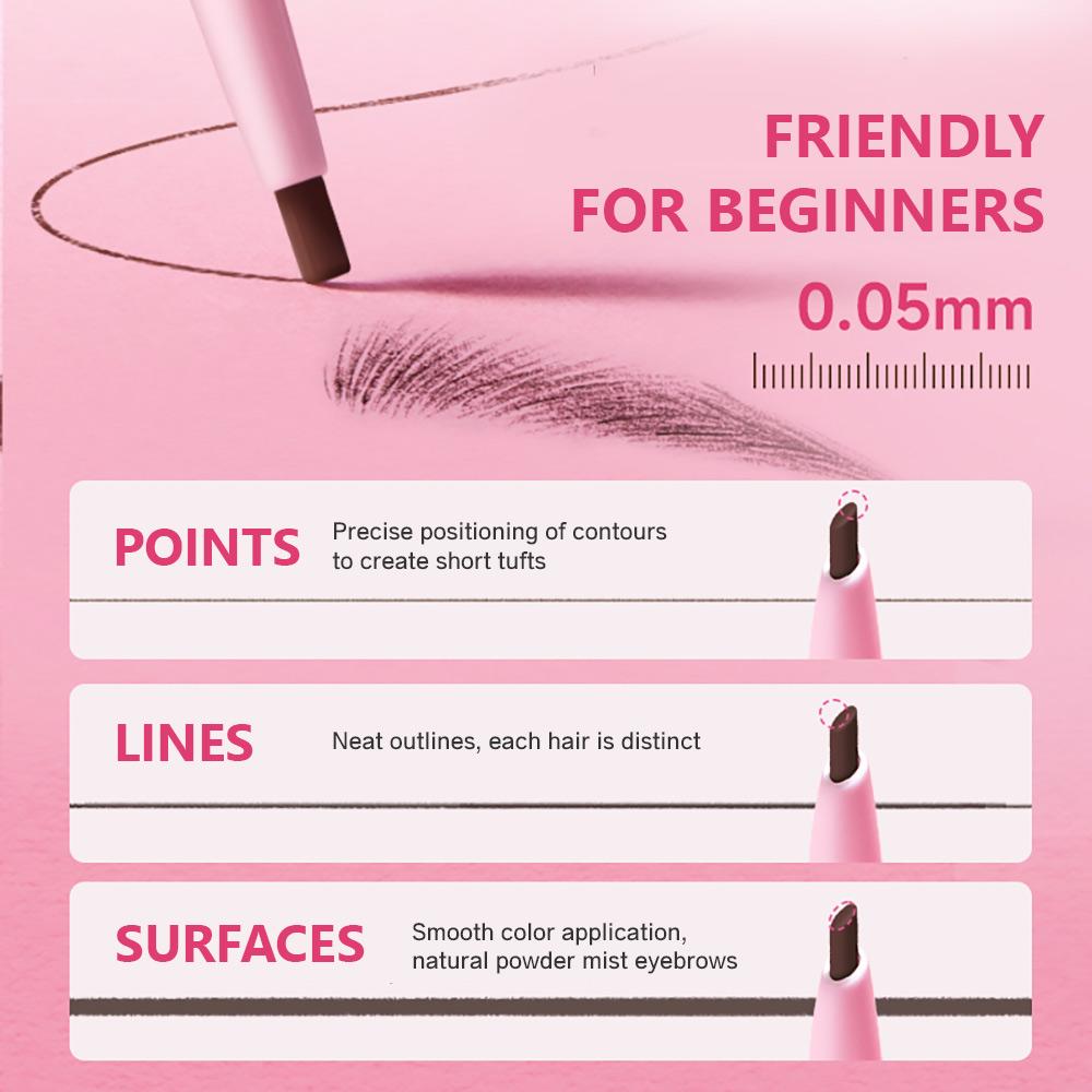 Rock Sweet Карандаш и гель для бровей 2-в-1 Двусторонний 0,05 мм Ультратонкий Водостойкий Стойкий в течение всего дня Карандаш для бровей с точной кисточкой