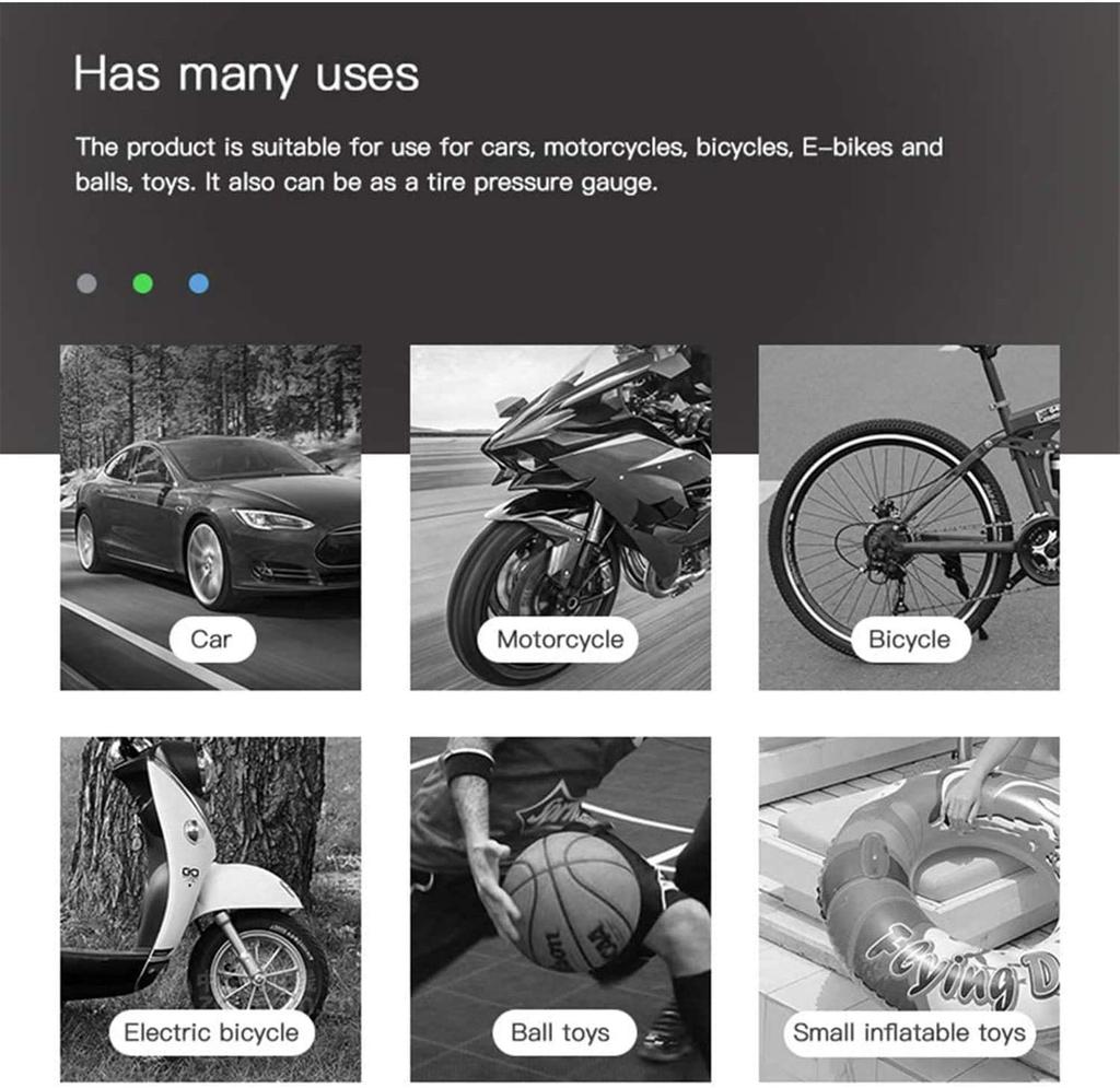 Насос для подкачки шин, воздушный компрессор, портативный, с ЖК-экраном, цифровым манометром, светодиодной подсветкой и возможностью зарядки от прикуривателя