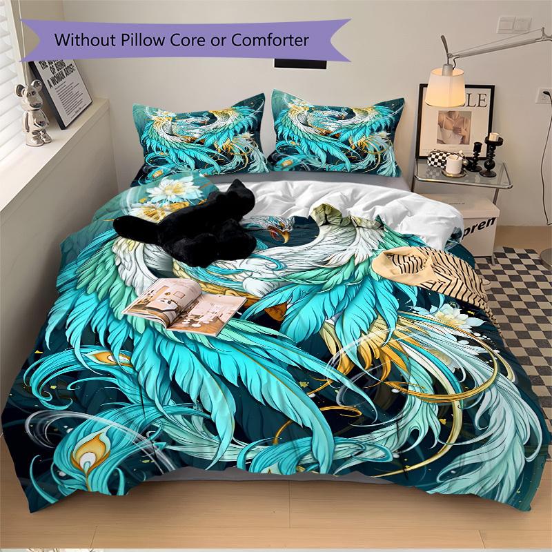 3pcs Fantasy Phoenix Duvet Cover Set - Includes 1 Duvet Cover and 2 Pillowcases, No Quilt Core, All-Season Home Decor yy251111017