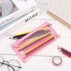 Stationery Makeup Handbags Transparent Grid Zipper Pencil Case Mesh Pen Bag Cosmetic Storage