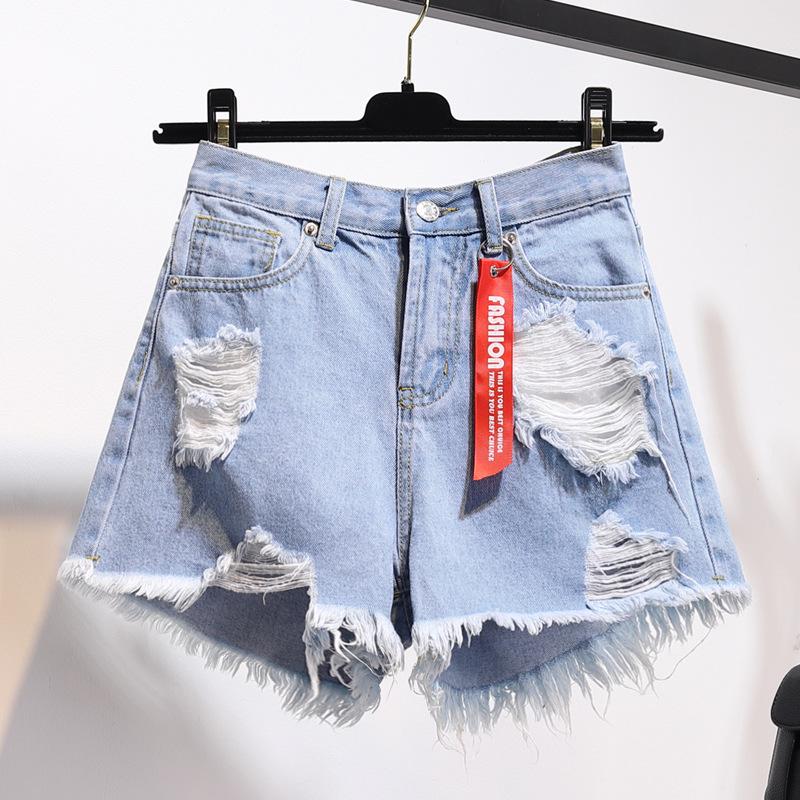 New Women's Denim Shorts Loose Wide-leg Hot Pants Light-colored Thin Girls' Super Shorts