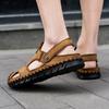 2025 New Casual Men's Soft Slippers Comfortable Men Summer Leather Sandals  Roman Summer Outdoor Beach Sandals Big Size 38-48