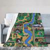 Stardew Valley Town Map Blankets Soft Warm Flannel Throw Blanket Bedding for Bed Living Room Picnic Travel Home Sofa