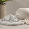 Thick Texture Halloween Decoration 3D Printed Cat Ghost Statues, Haunted Kitten Figurines with Hollow Eyes Non-yellowing Figurine &