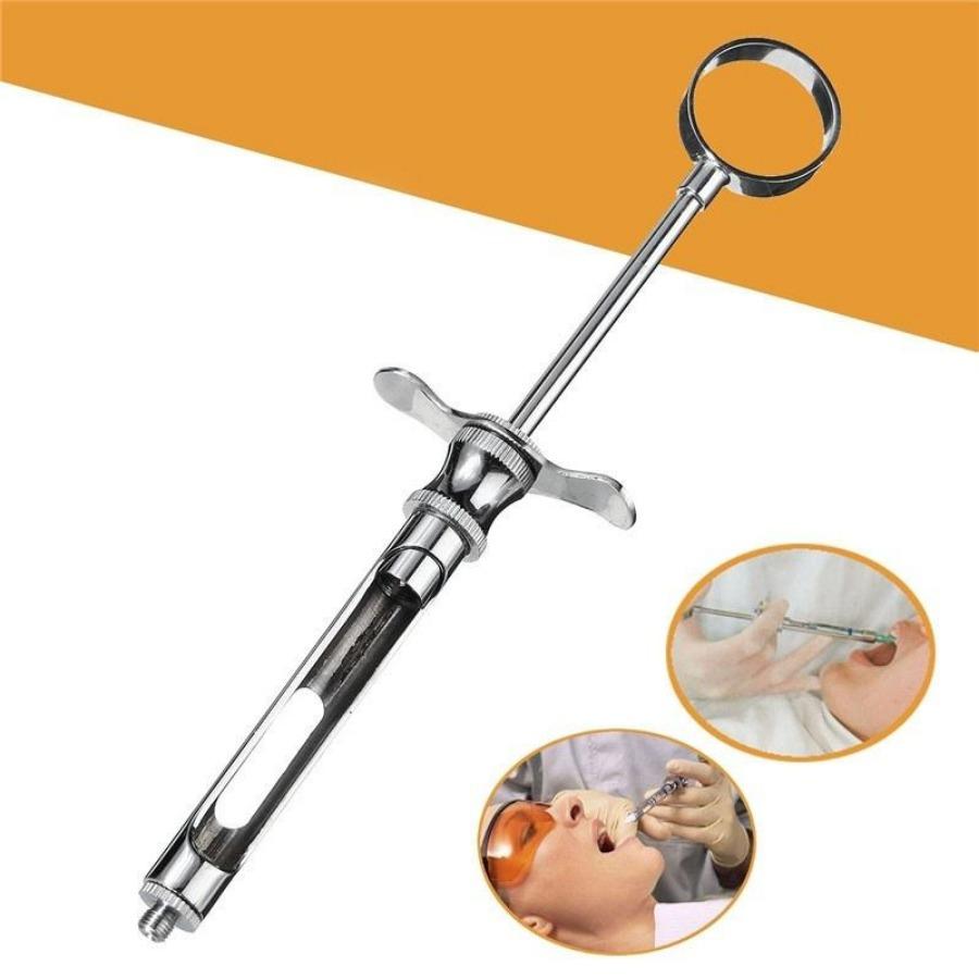 1 шт. Стоматологический аспирационный шприц из нержавеющей стали серебристого цвета Стоматологические хирургические инструменты 1,8 мл с головкой