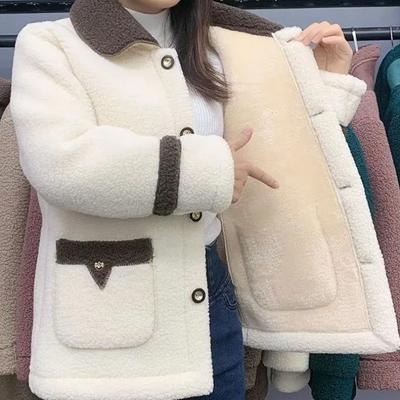 Куртка из овечьего флиса, модели на осень и зиму, плюс утолщенный бархат, куртка для мам, женская, средней длины