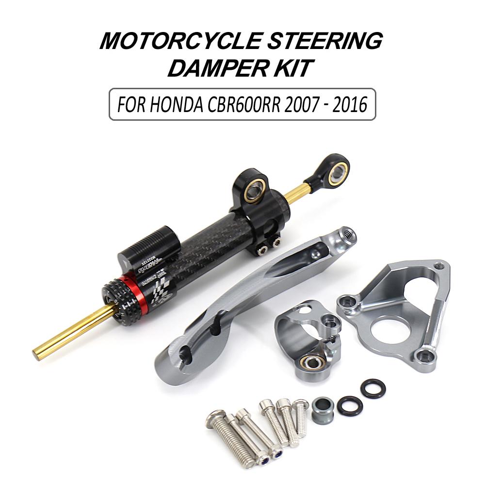 Для Honda CBR600RR CBR 600 RR 600RR 2007-2016 Алюминиевый CNC Кронштейн крепления демпфера стабилизатора руля для мотоциклов Комплект крепежа
