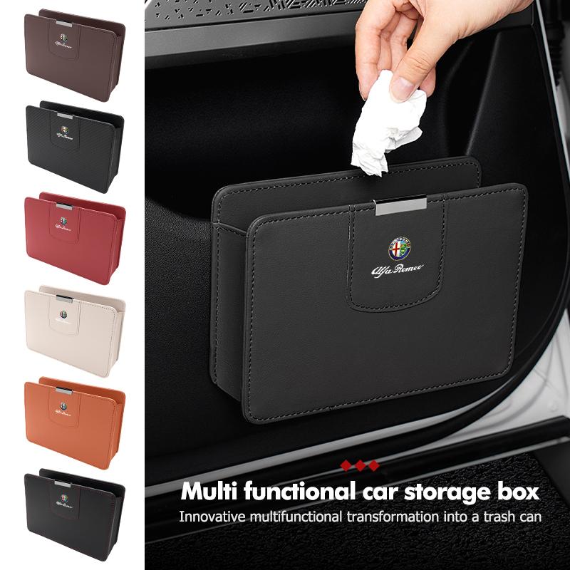PU Leather Car Seat Side Door Storage Box Phone Pocket Pouch For Alfa Romeo 159 Giulietta Giulia 147 Mito 156 159 166 GT Stelvio