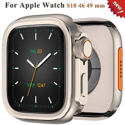 Алюминиевый сплав Чехол для Apple Watch S10 46 49 мм Защитная крышка экрана Изменить на Ультра Бампер Чехол Полное покрытие для IWatch 46MM