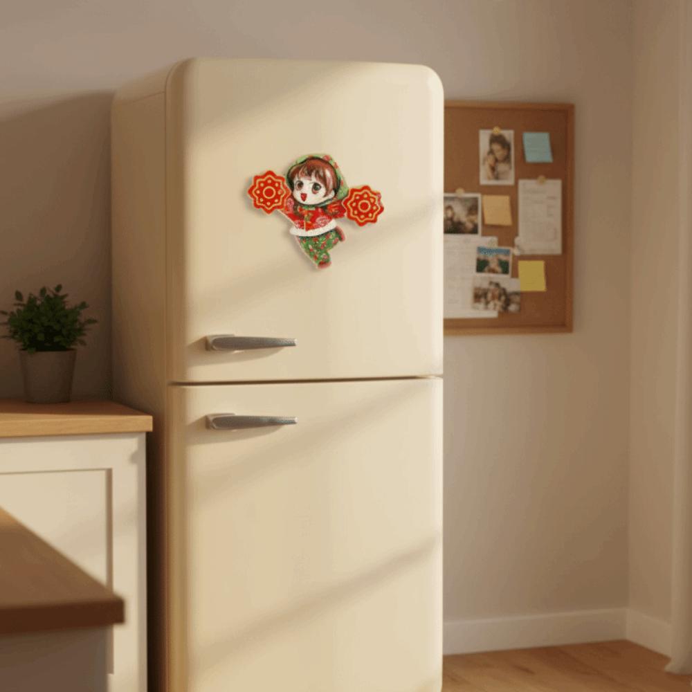 3D Вращающиеся Магниты на Холодильник Мультяшные Традиционный Новый Год Магнитная Наклейка Ручной Работы Бог Богатства Счастливая Магнитная Наклейка