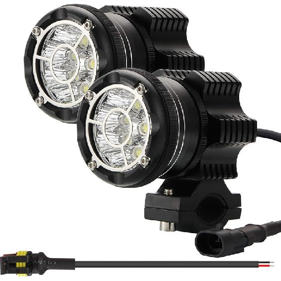 Kairiyard LED Pod Lights, LED Off Road Lights 60W 6000Lm Amber/Yellow White Dual Color Driving Fog Auxiliary Work Lights Pod For Motorcycle Truck SUV