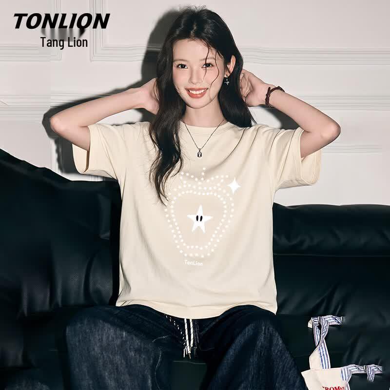 Женская хлопковая футболка TonLion с принтом клубники