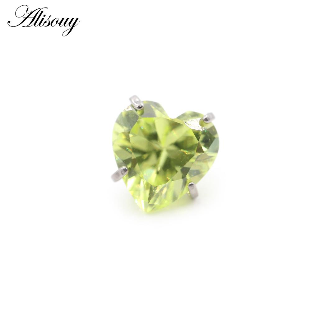 Alisouy 1PC титановый внешний нить сердце циркон для губ лабрет кольца гвоздики серьги пирсинг DIY украшения для тела аксессуар