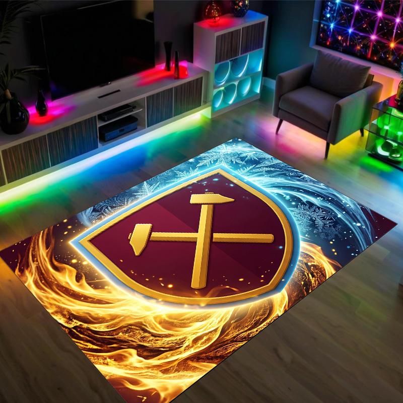 West Ham United Football Design Crystal Velvet Carpet Cozy Non?Slip Printed Rug For Bedroom Living Room Entrance