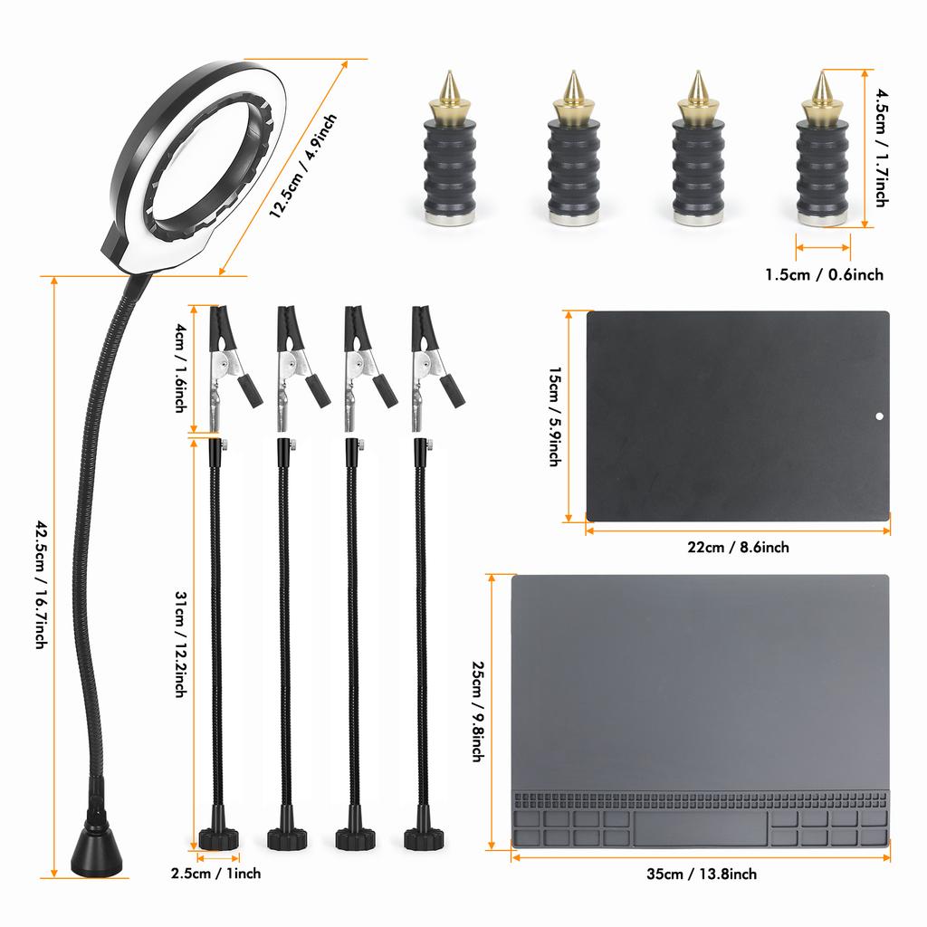 Toolour Magnetic Helping Hands Soldering Station with Heavy-Duty Steel Base/Welding Silicone Pad/5X Magnifying Lamp/4PCB Holder