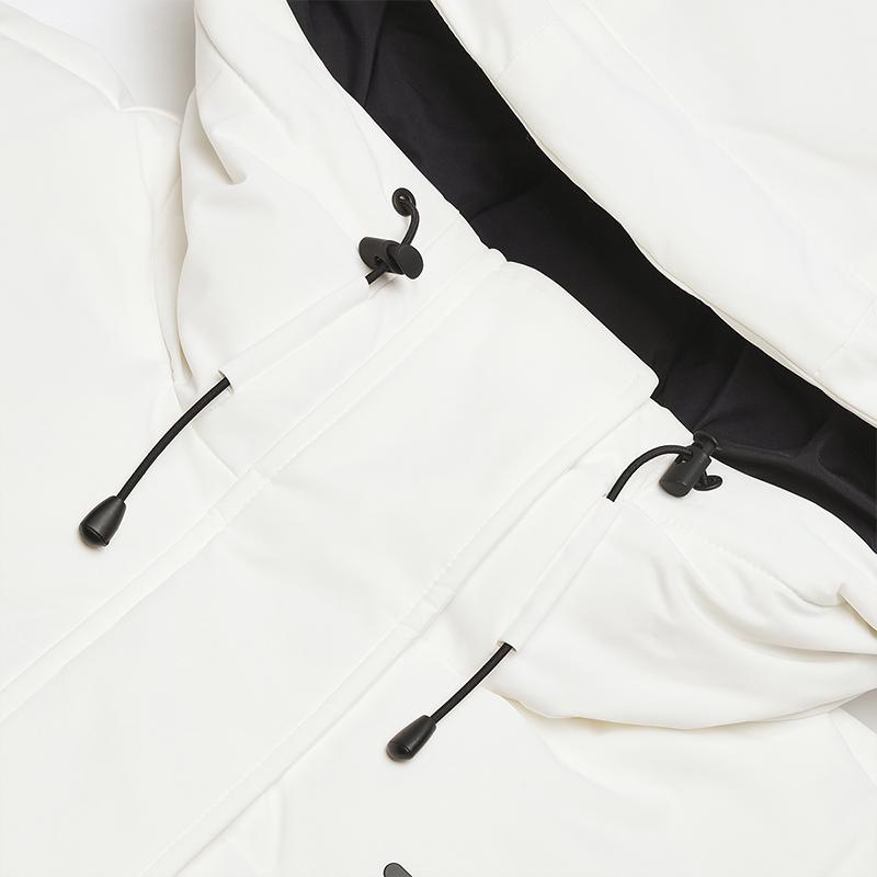 Fila Оригинальный длинный пуховик Простой модный теплый пуховик с капюшоном Женская верхняя одежда Облачно-грибной-белый F11W449906FWT