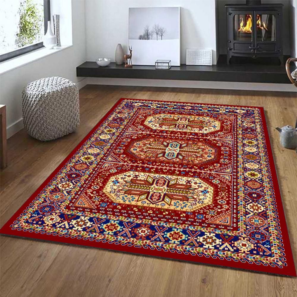 Washable Vintage Persian Style Carpet, Lightweight Floor Mat for Bedroom & Living Room, Soft Comfortable Modern Vintage Rug